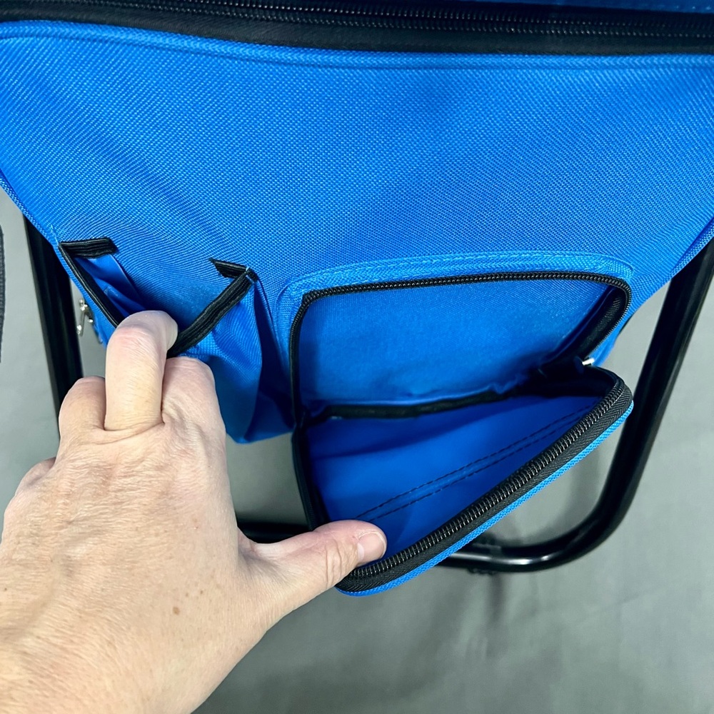 Busch Light Blue Hiking/Camping Backpack Chair Combo Storage Pockets 12x10x17” - Picture 2 of 8